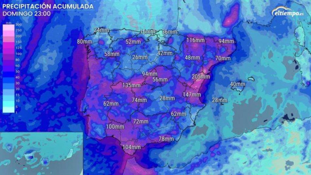 Acumulados previstos para el domingo 9