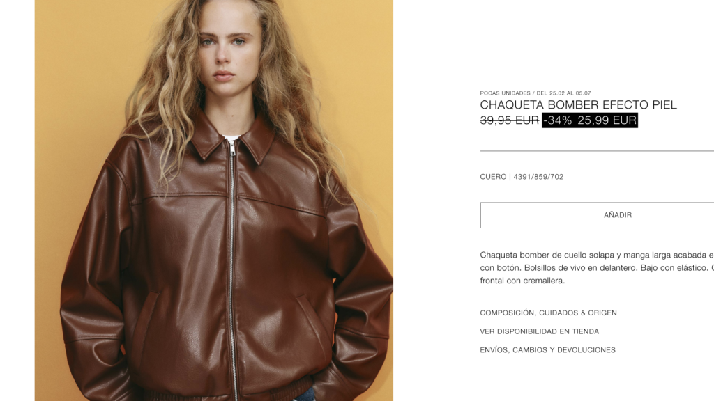 Chaqueta bomber efecto piel.