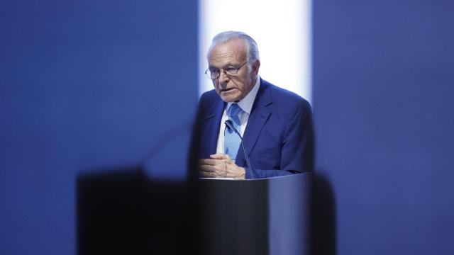 El presidente de CriteriaCaixa, Isidro Fainé, interviene durante la presentación del nuevo Plan Estratégico 2025-2030 de CriteriaCaixa.