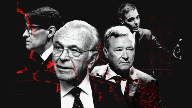 Salvador Illa, Isidro Fainé, Ángel Simón y Pedro Sánchez en un montaje.