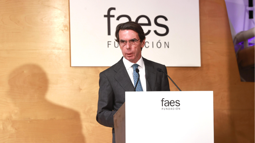 El expresidente José María Aznar en un acto de Faes en 2024.