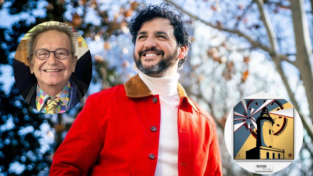 Montaje de Fran Perea, la portada de 'Bala perdida' y una foto de su padre.