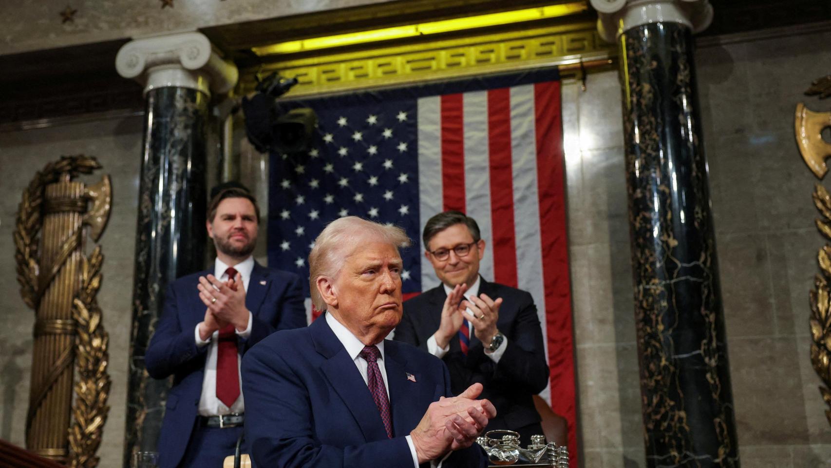 El presidente de Estados Unidos, Donald Trump, durante su discurso ante el Congreso en la noche del martes.