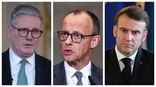 Starmer, Merz y Macron, líderes de Reino Unido, Alemania y Francia.