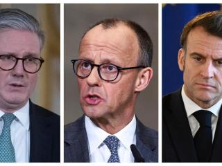 Starmer, Merz y Macron, líderes de Reino Unido, Alemania y Francia.