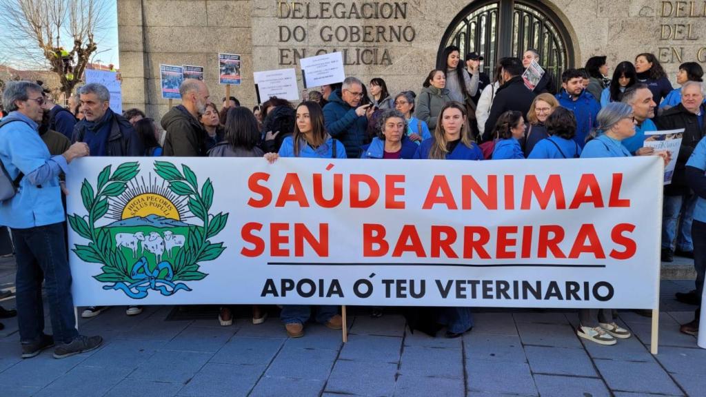Veterinarios gallegos se movilizan en A Coruña.