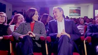 José Luis Rodríguez Zapatero junto a Diana Morant en el acto de este miércoles. EE