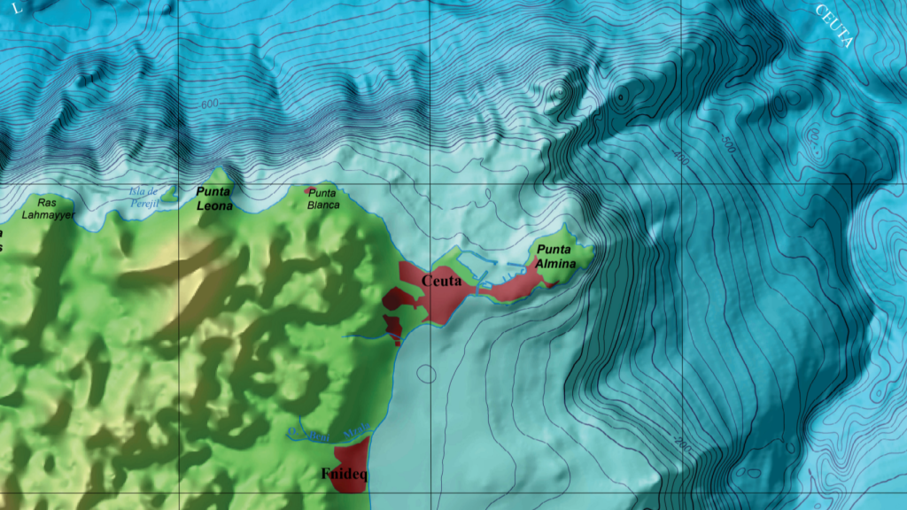 Sección de Ceuta del mapa morfobatimétrico