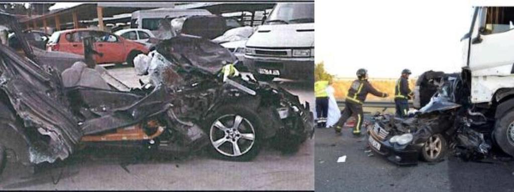 Imagen del siniestro ocurrido en la A-7, el lunes 9 de octubre de 2017, en el que el conductor de un camión que dio positivo en cocaína tras una colisión múltiple en la que murieron cinco personas, a la altura del área de descanso La Paz en Murcia.