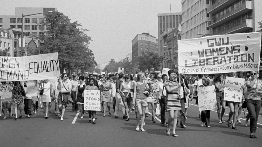 El Movimiento de Liberación de las Mujeres en una manifestación en Estados Unidos, agosto de 1970.