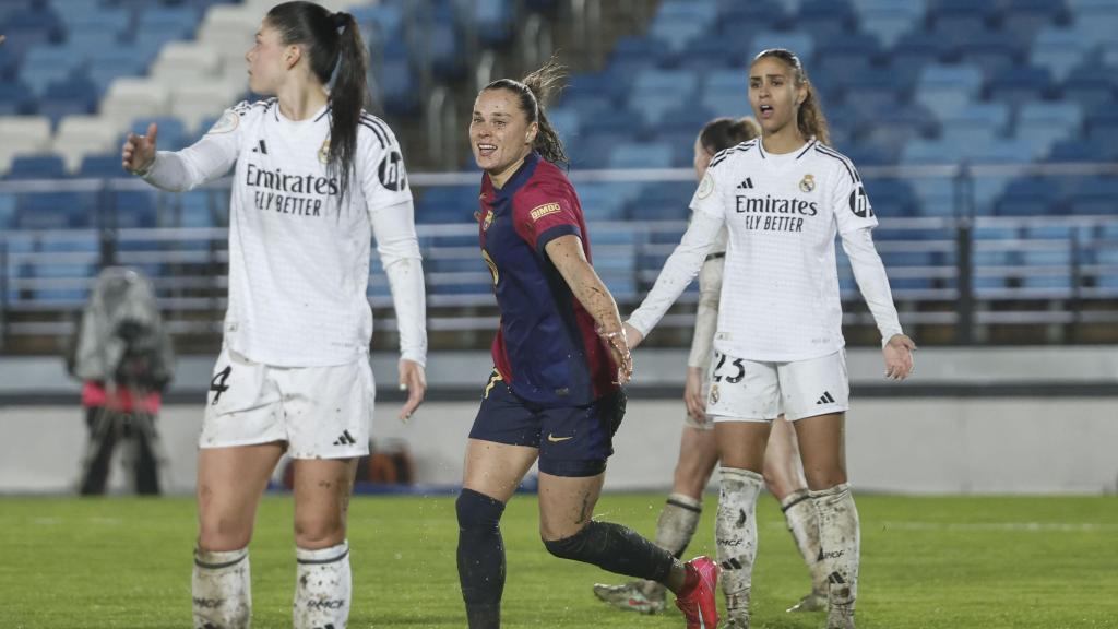 Ewa Pajor celebra su tercer gol en la victoria ante el Real Madrid.