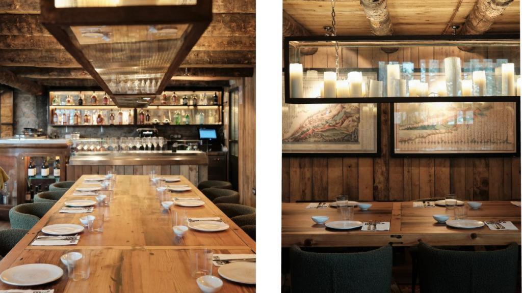 La mesa que preside el salón del Vodka Bar.