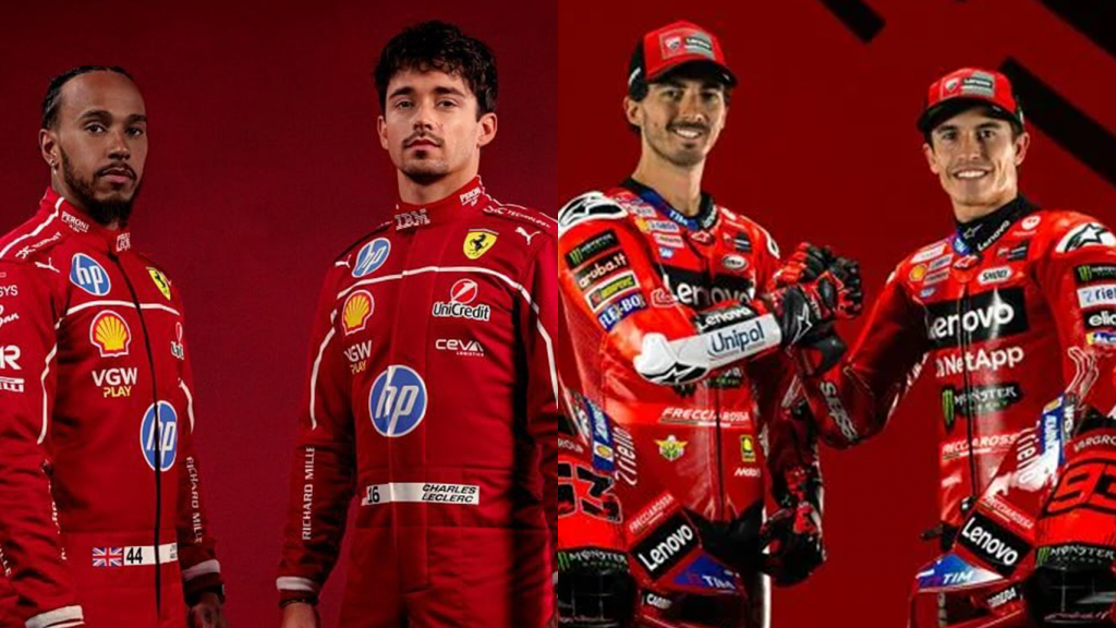 Lewis Hamilton, Charles Leclerc, Francesco Bagnaia y Marc Márquez