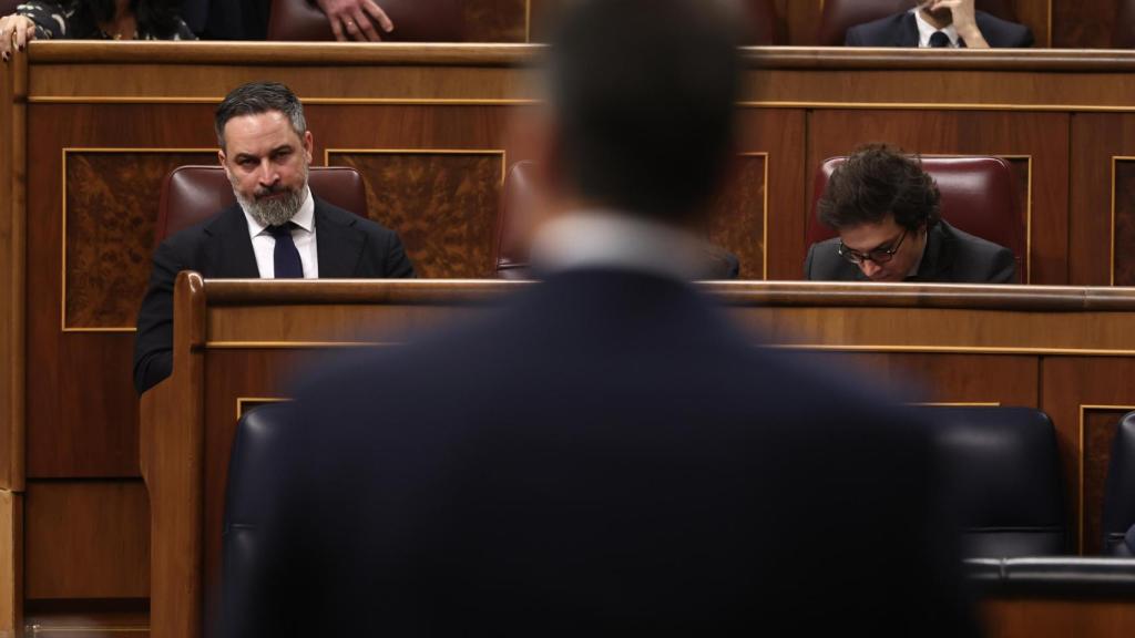 El presidente de Vox, Santiago Abascal, durante una sesión de control en el Congreso.