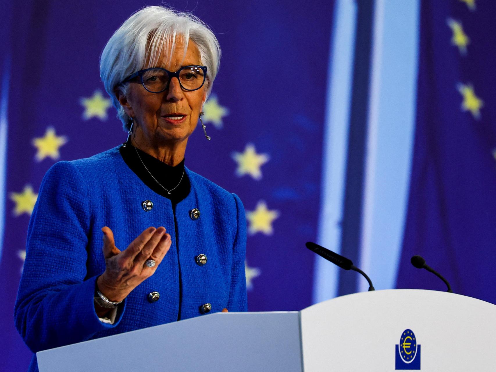La presidenta del BCE, Christine Lagarde, durante una rueda de prensa