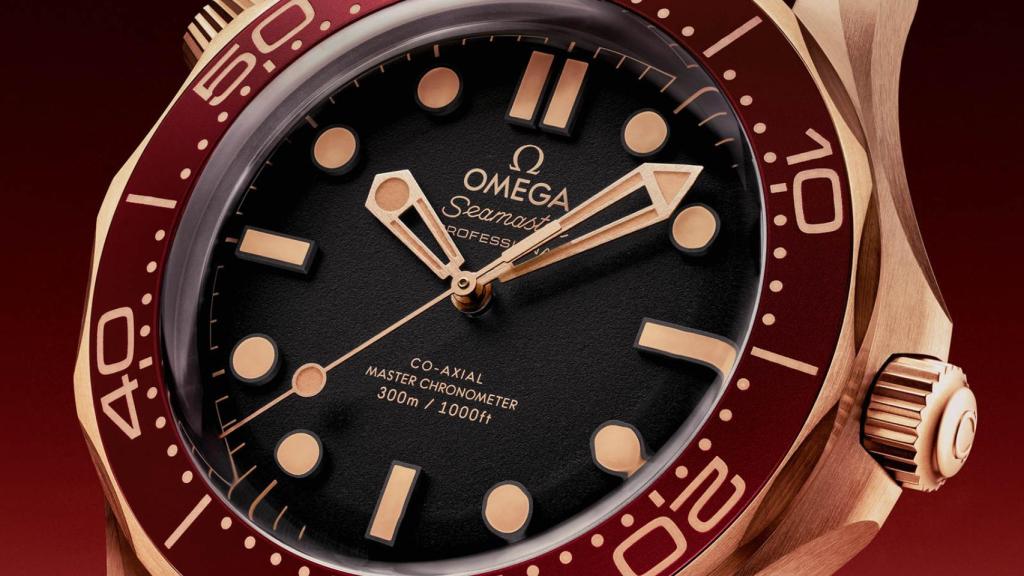 La esfera del Seamaster Diver 300 Bronze Gold and Burgundy edition