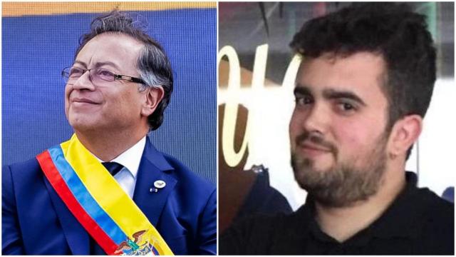 Gustavo Petro, presidente de Colombia, y Ramón Devesa, acusado por el gobierno colombiano de exigir dinero a cambio del vídeo.
