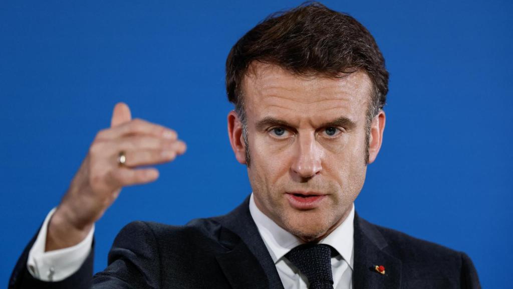 El presidente francés, Emmanuel Macron, durante su rueda de prensa de este jueves en Bruselas