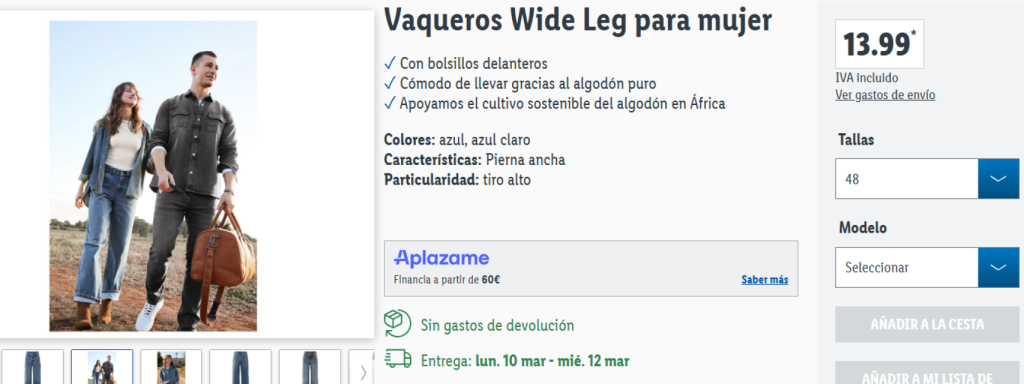 Vaqueros Wide Leg para mujer.