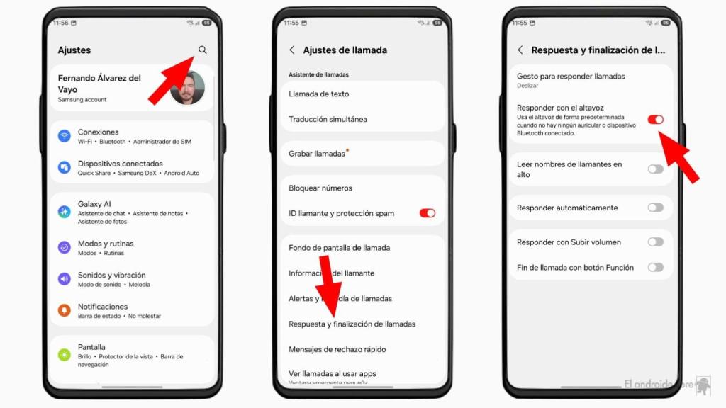 Ajustes de llamada en One UI 7