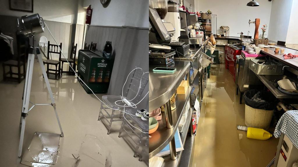 Los destrozos provocados por el agua en el restaurante Déficit.
