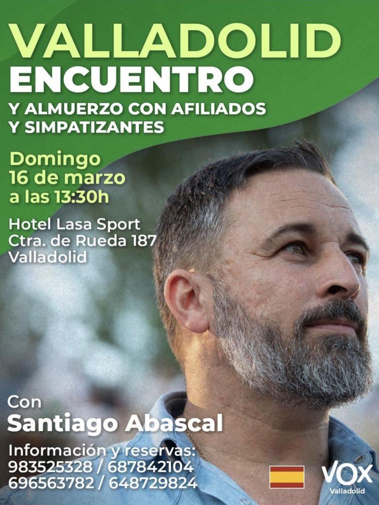Cartel del encuentro con Abascal en Valladolid