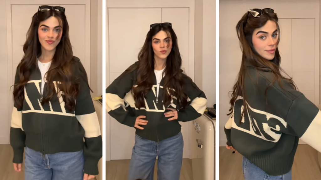 Violeta Mangriñán con una sudadera de Eme Studios.