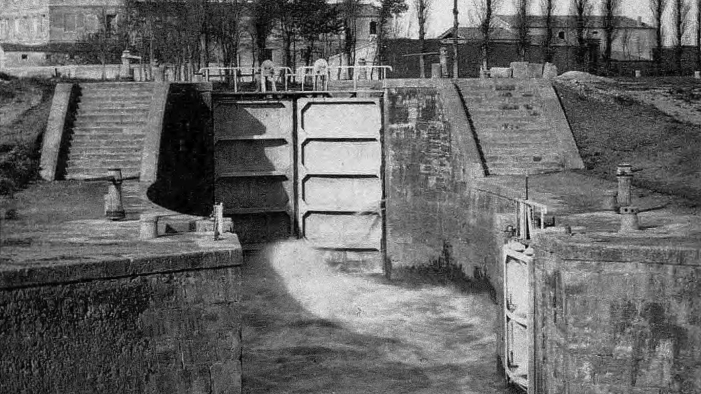 Las esclusas del molino, hacia 1878.