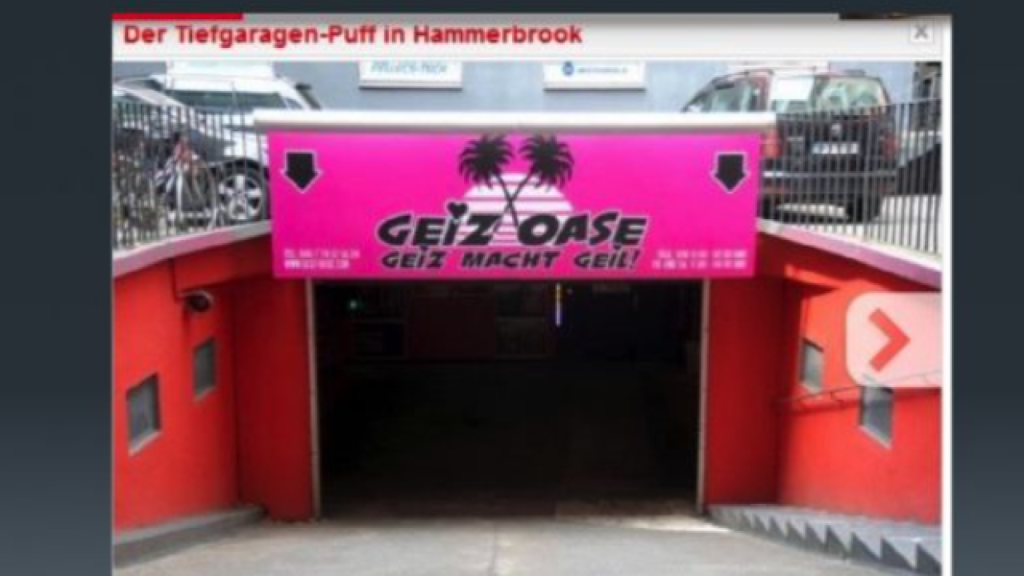 Un negocio de trabajo sexual en un garaje.