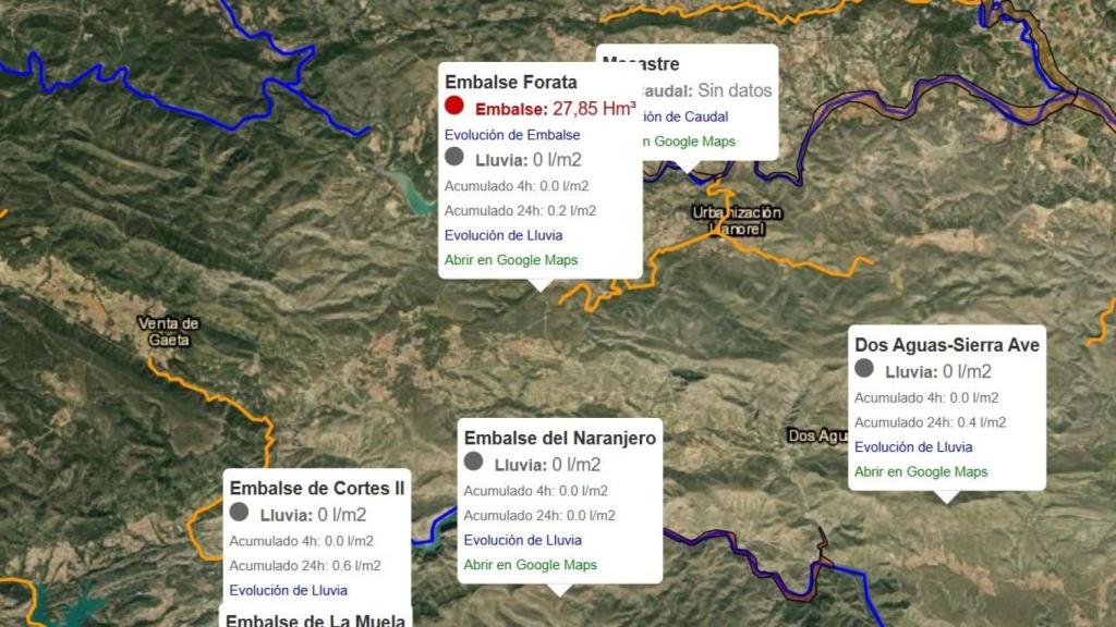 Hidroalert, la página web que ha creado el ingeniero valenciano Miguel Sala para monitorizar la crecida de barrancos. EE