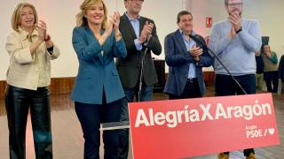Berges (a la izquierda) junto a Pilar Alegría durante la presentación de su candidatura.