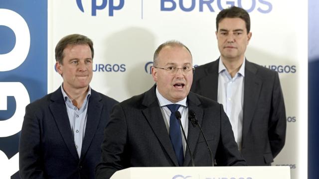 El portavoz del Grupo Popular en el Congreso de los Diputados, Miguel Tellado, durante su intervención en Burgos, este viernes