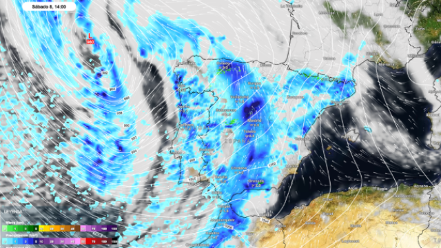 El mapa de España con las precipitaciones del sábado.