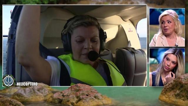 Terelu Campos en el helicóptero de ‘Supervivientes’.
