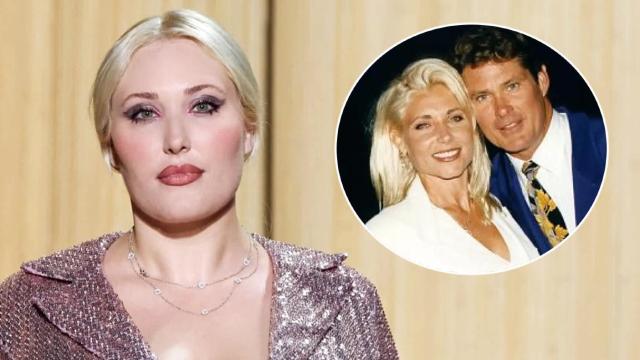 Hayley, la hija de Pamela Bach, en un fotomontaje con sus padres.