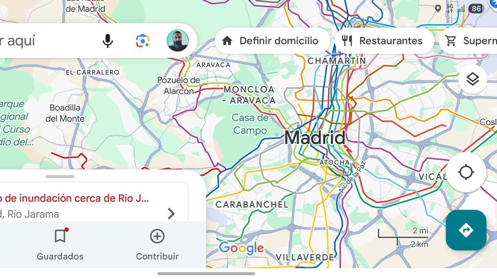 Mapa de las líneas de Cercanías Madrid en Google Maps