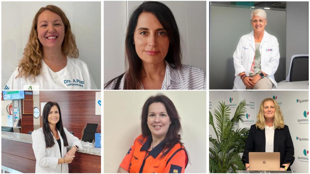 Ana Pozo, Patricia Alemán, Victoria Scholz, Estela Díaz, Inmaculada Herruzo y Maite Castelló, profesionales de la medicina de Málaga.