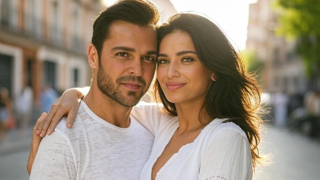 Pareja sevillana en las calles de Madrid