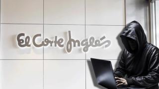 Fotomontaje de un hacker y del logo de El Corte Inglés.