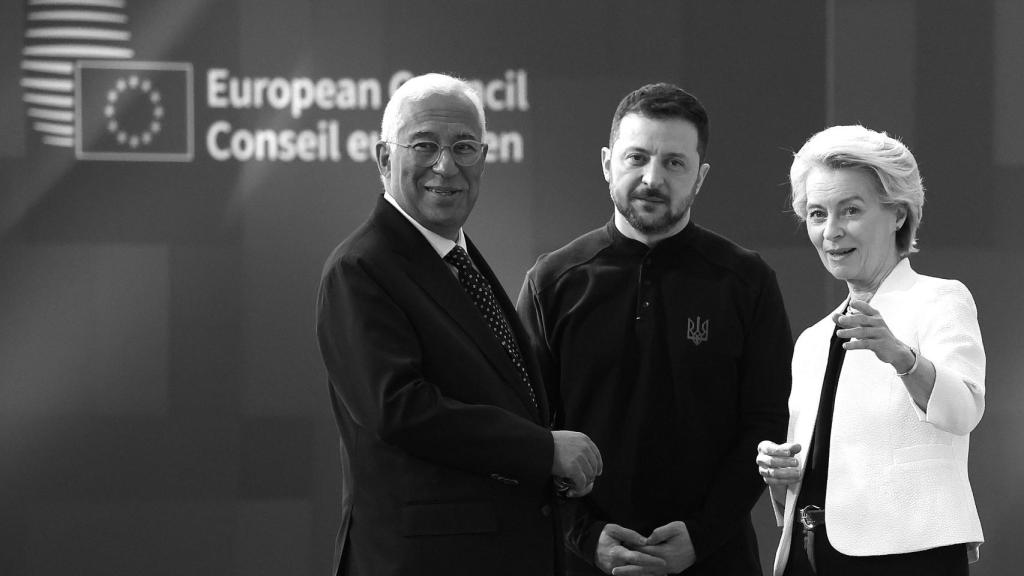Antonio Costa, Volodímir Zelenski y Ursula von der Leyen.