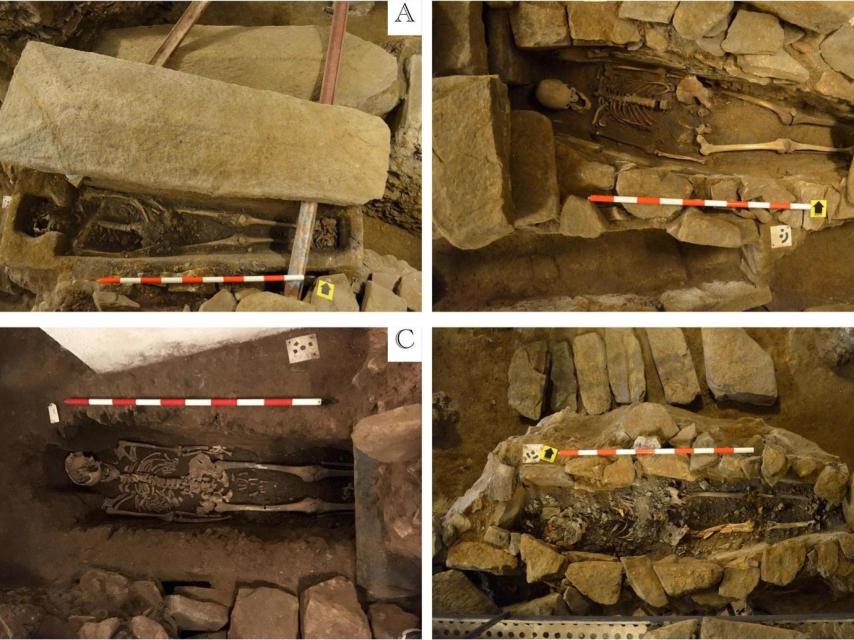 Algunas de las tumbas encontradas bajo el suelo de la Catedral.