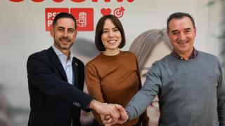 Bielsa, Morant y Raga tras alcanzar el acuerdo que valida los resultados provisionales de las primarias del PSPV en la provincia de Valencia. PSPV