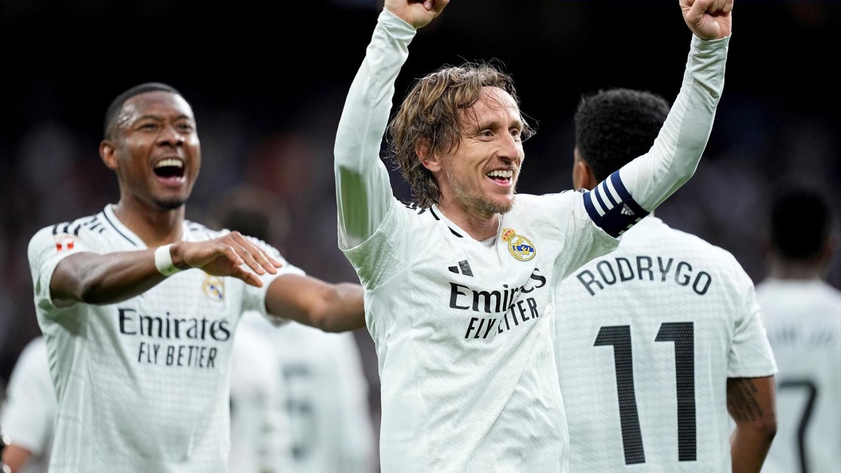Luka Modric celebra un gol con el Real Madrid