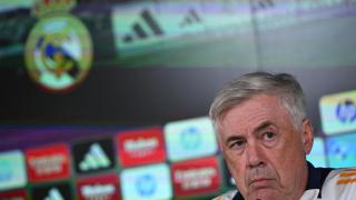 Carlo Ancelotti, en rueda de prensa con el Real Madrid