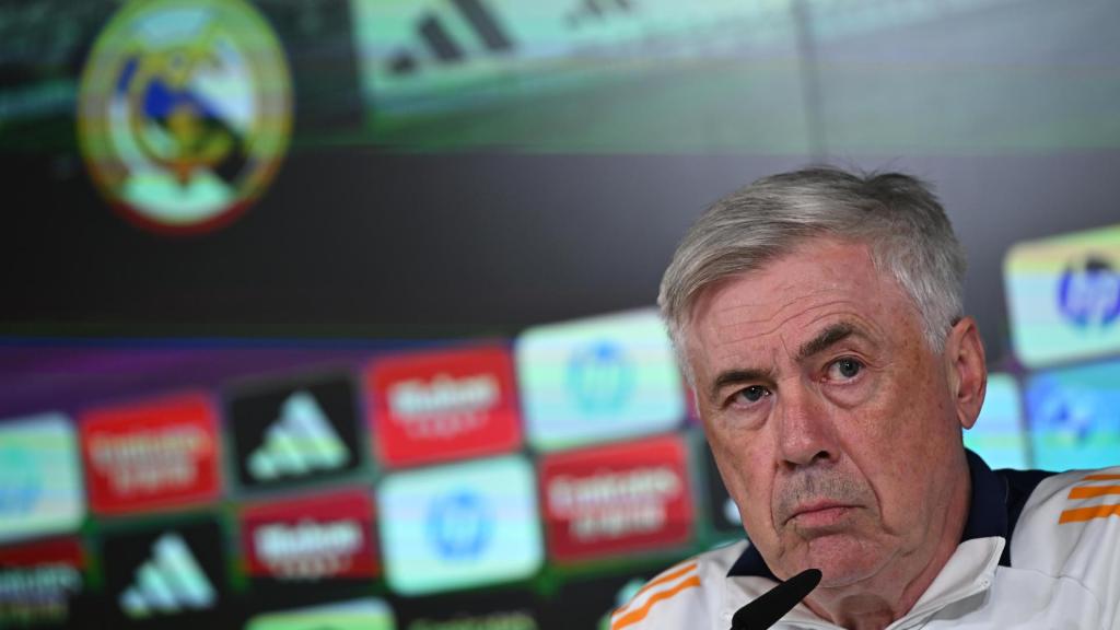 Carlo Ancelotti, en rueda de prensa con el Real Madrid