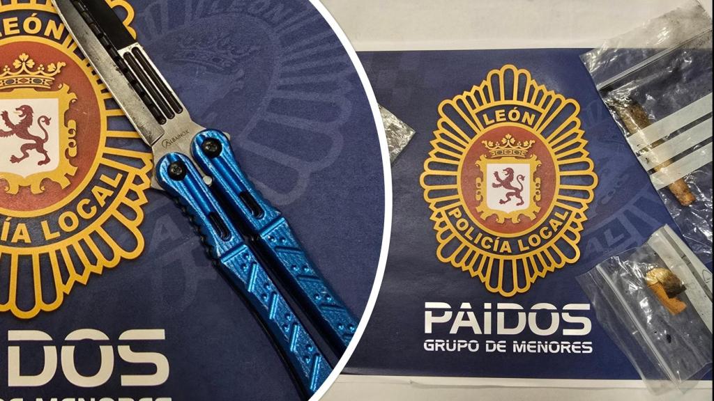 Sustancias estupefacientes y un arma blanca en posesión de varios menores