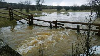 El río Pedrajas desbordado a su paso por Valonsadero (Soria) en una foto de archivo