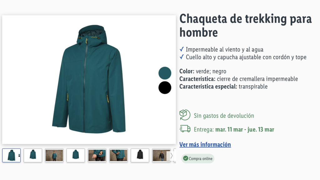 Chaqueta de trekking para hombre.