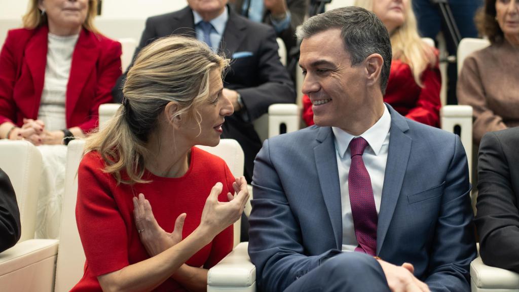 Yolanda Díaz y Pedro Sánchez el pasado 5 de marzo en un acto en Madrid.