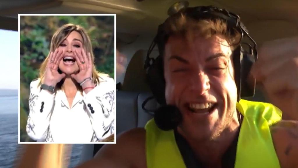 Montoya, desde el helicóptero, en un fotomontaje con Sandra Barneda hecho por BLUPER.